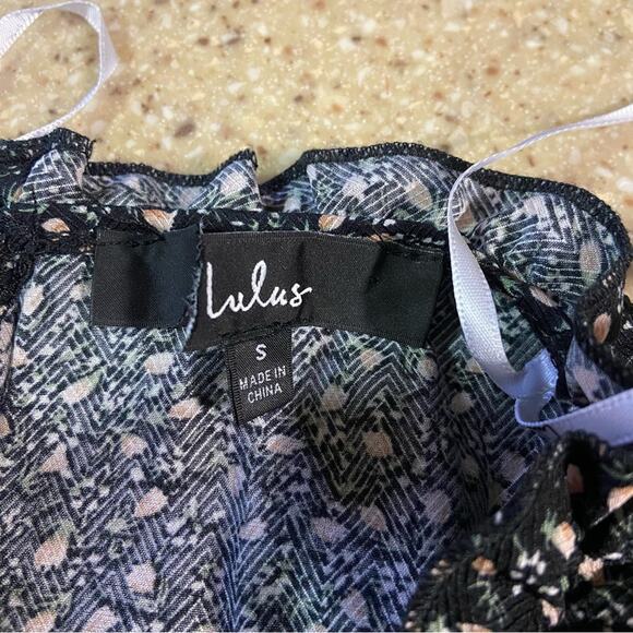 NWOT Lulus Admire You Black Floral Print Ruffled Long Sleeve Mini Dress - Picture 8 of 13